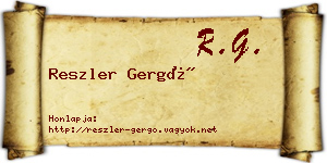 Reszler Gergő névjegykártya