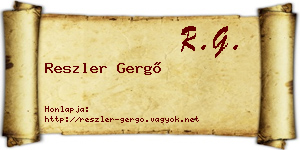 Reszler Gergő névjegykártya